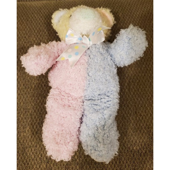 Small Pastel First & Main Menagerie Bear Rattle Stuffed Plush Toy - Picture 5 of 10